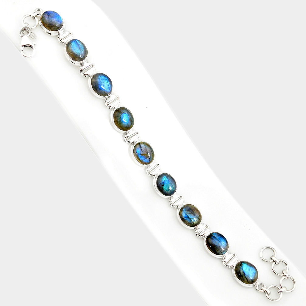 38.72cts natural blue labradorite 925 sterling silver tennis bracelet r84315