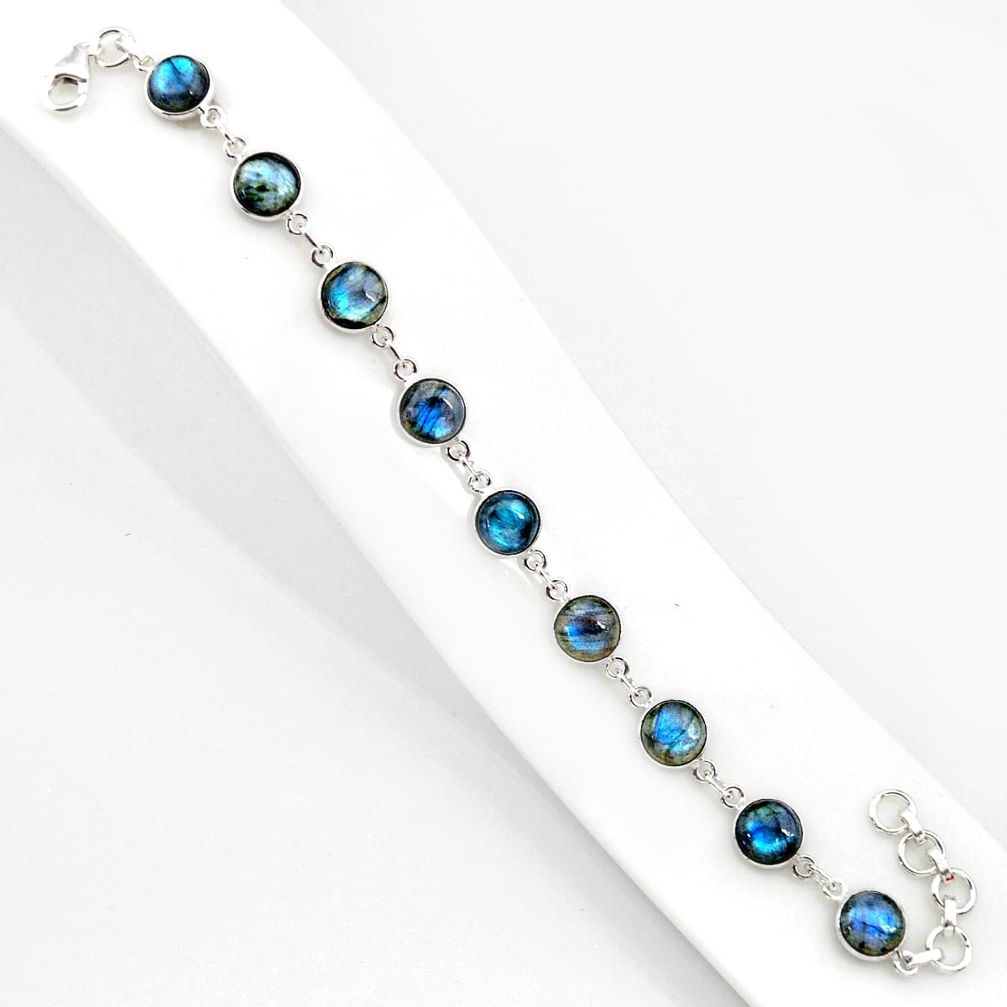 25.93cts natural blue labradorite 925 sterling silver tennis bracelet r84881