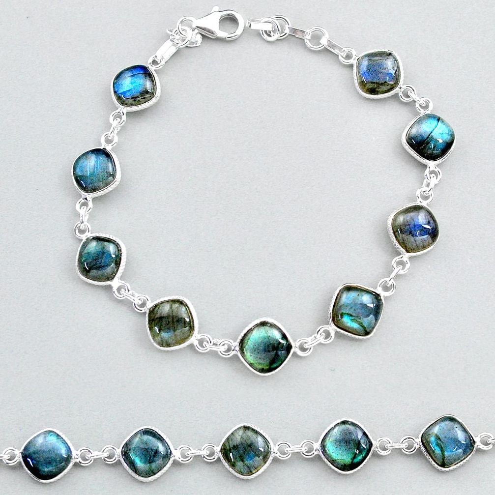 27.64cts natural blue labradorite tennis 925 sterling silver bracelet t48734