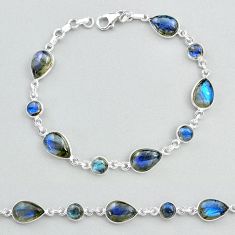 23.43cts natural blue labradorite tennis 925 sterling silver bracelet t48737