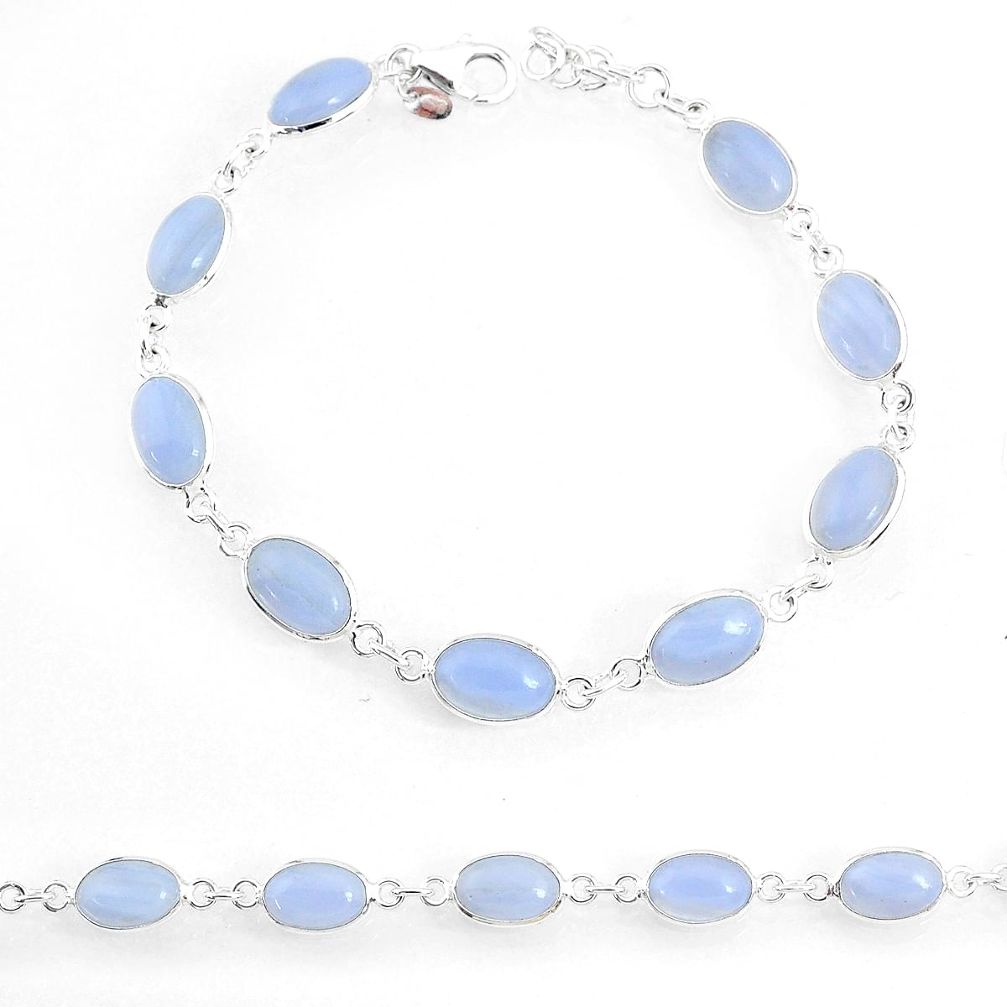 17.20cts natural blue lace agate 925 sterling silver tennis bracelet r74666