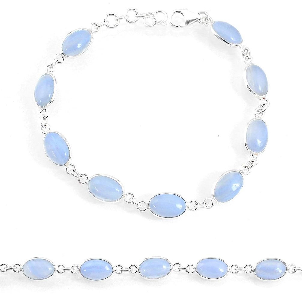 17.20cts natural blue lace agate 925 sterling silver tennis bracelet r74670