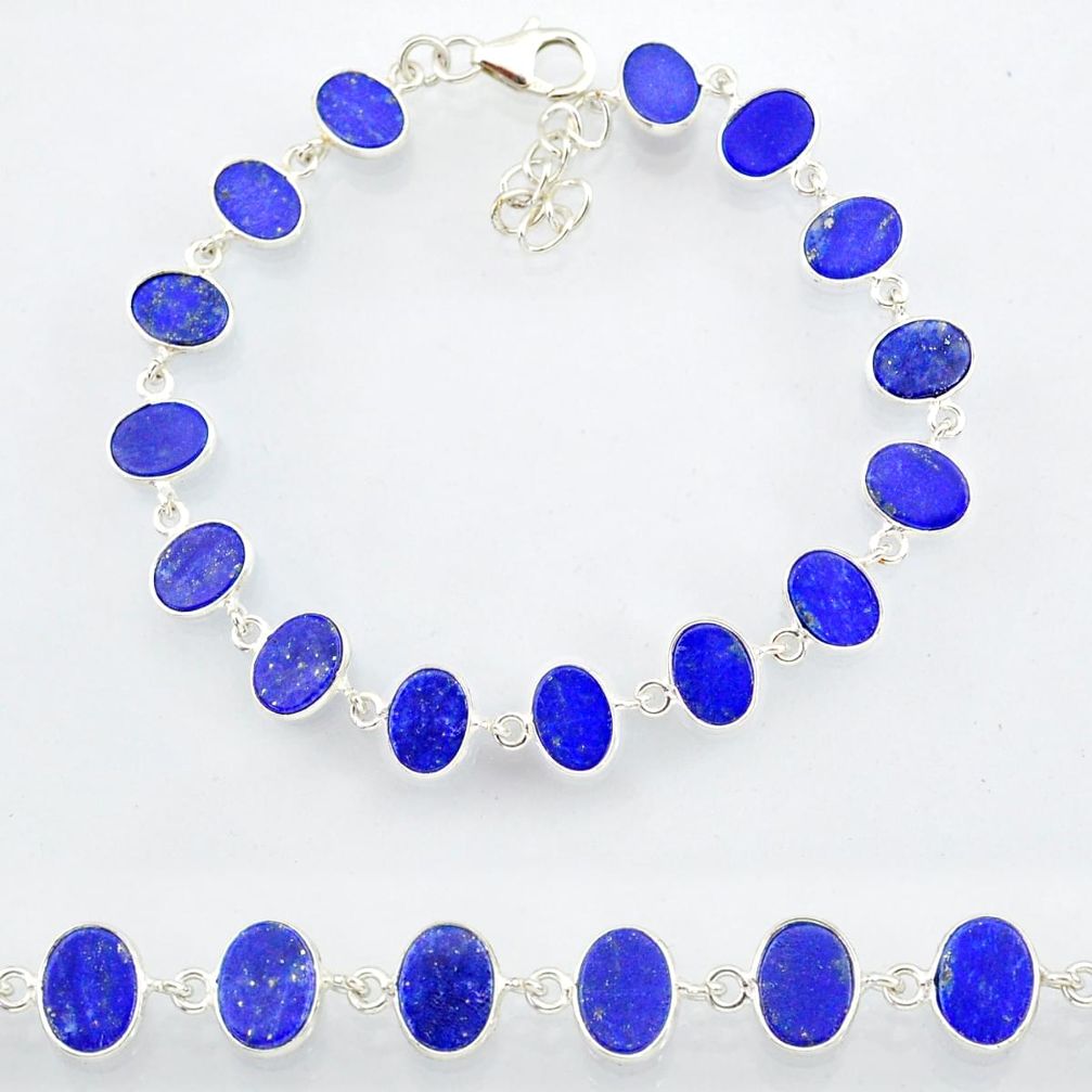 21.32cts natural blue lapis lazuli 925 sterling silver bracelet jewelry r88304