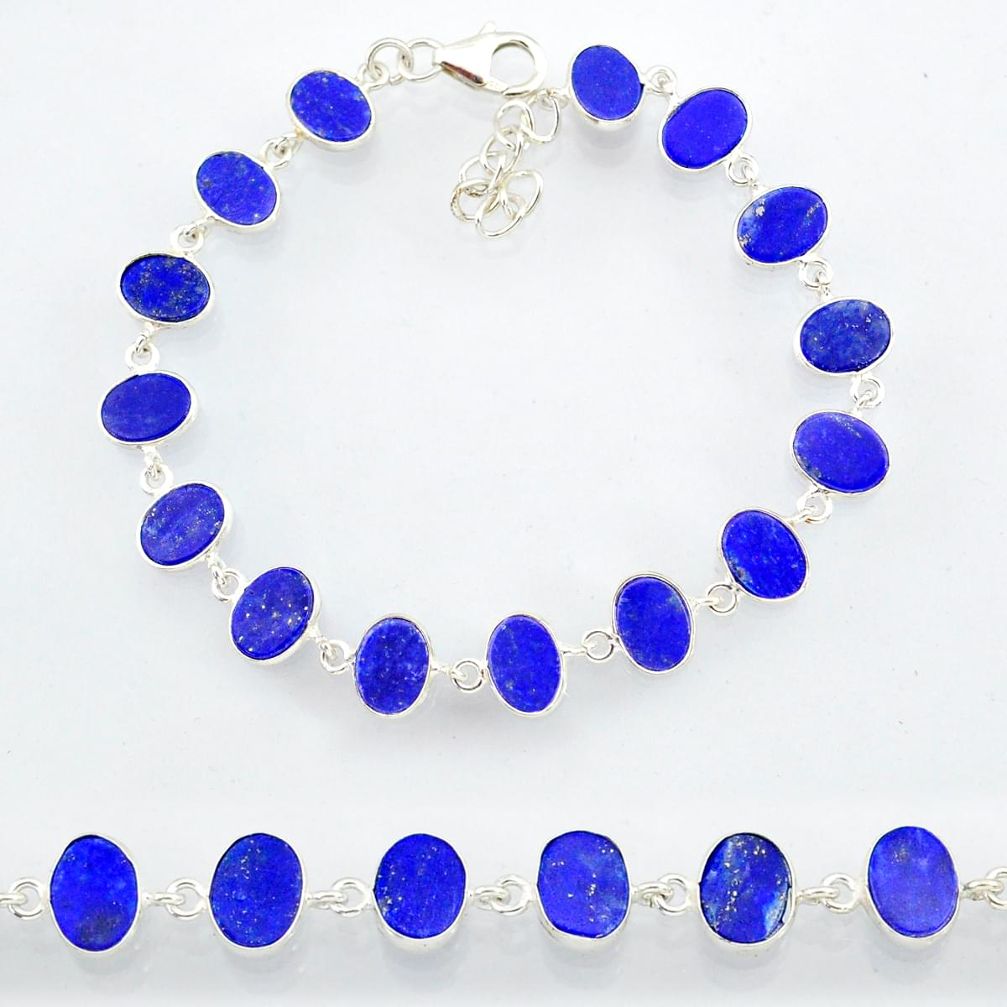 21.26cts natural blue lapis lazuli 925 sterling silver bracelet jewelry r88306