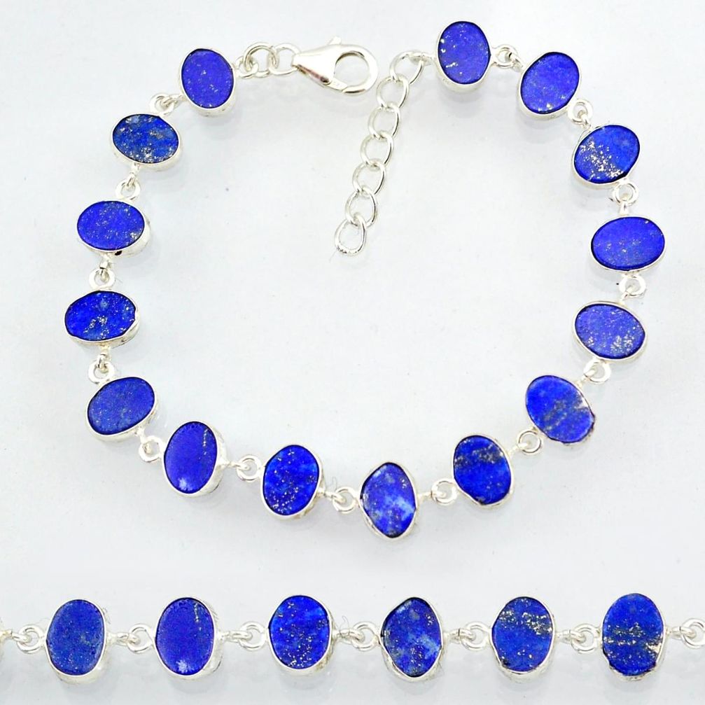 21.17cts natural blue lapis lazuli 925 sterling silver bracelet jewelry r88307