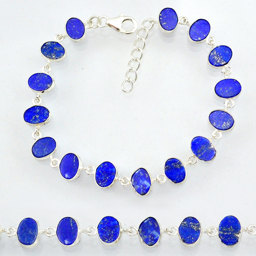 21.17cts natural blue lapis lazuli 925 sterling silver bracelet jewelry r88309