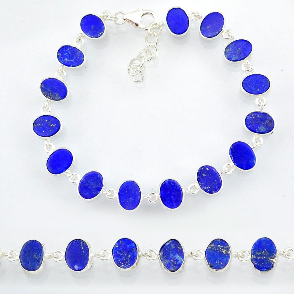 21.75cts natural blue lapis lazuli 925 sterling silver bracelet jewelry r88312