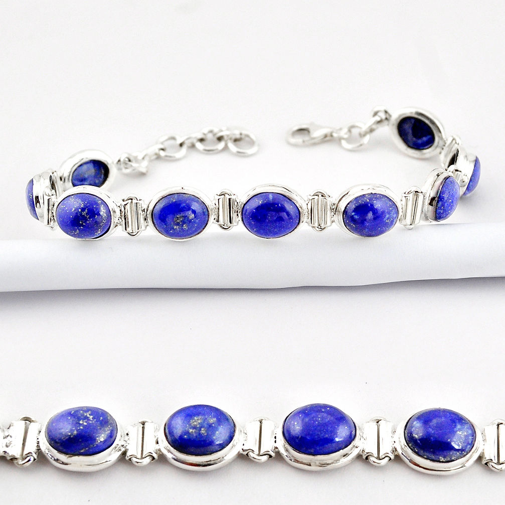 39.48cts natural blue lapis lazuli 925 sterling silver tennis bracelet r38901