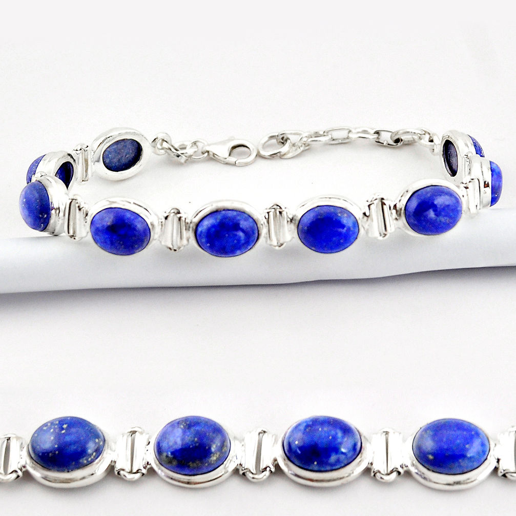 39.50cts natural blue lapis lazuli 925 sterling silver tennis bracelet r38902