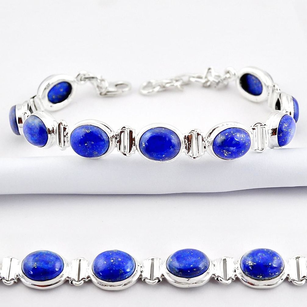 39.48cts natural blue lapis lazuli 925 sterling silver tennis bracelet r38905
