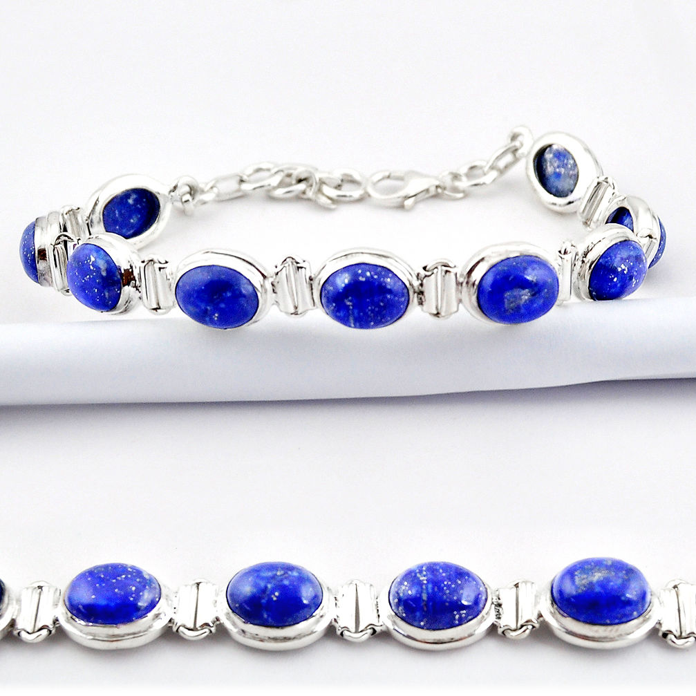 38.27cts natural blue lapis lazuli 925 sterling silver tennis bracelet r38910