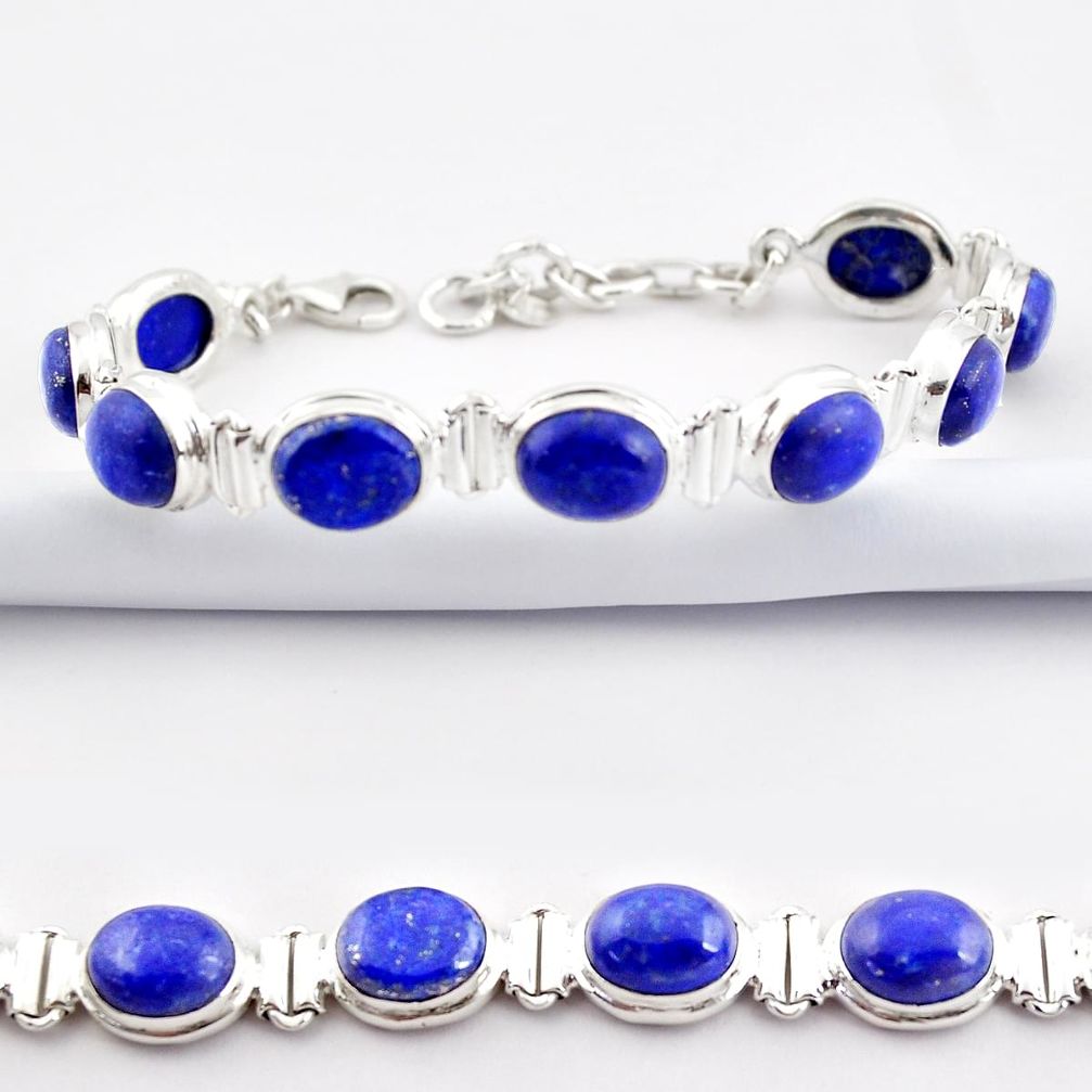 38.68cts natural blue lapis lazuli 925 sterling silver tennis bracelet r38916