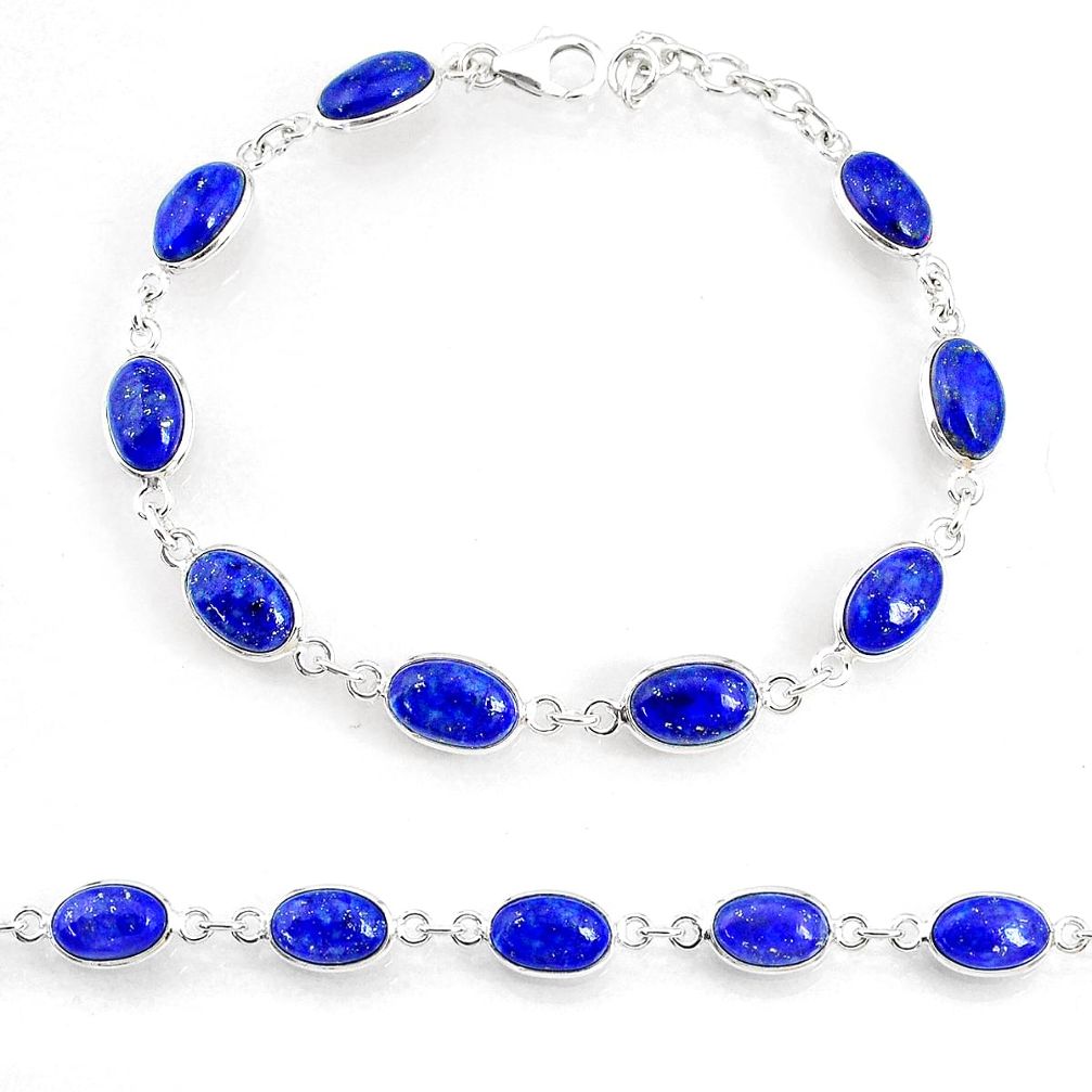 18.47cts natural blue lapis lazuli 925 sterling silver tennis bracelet r74678
