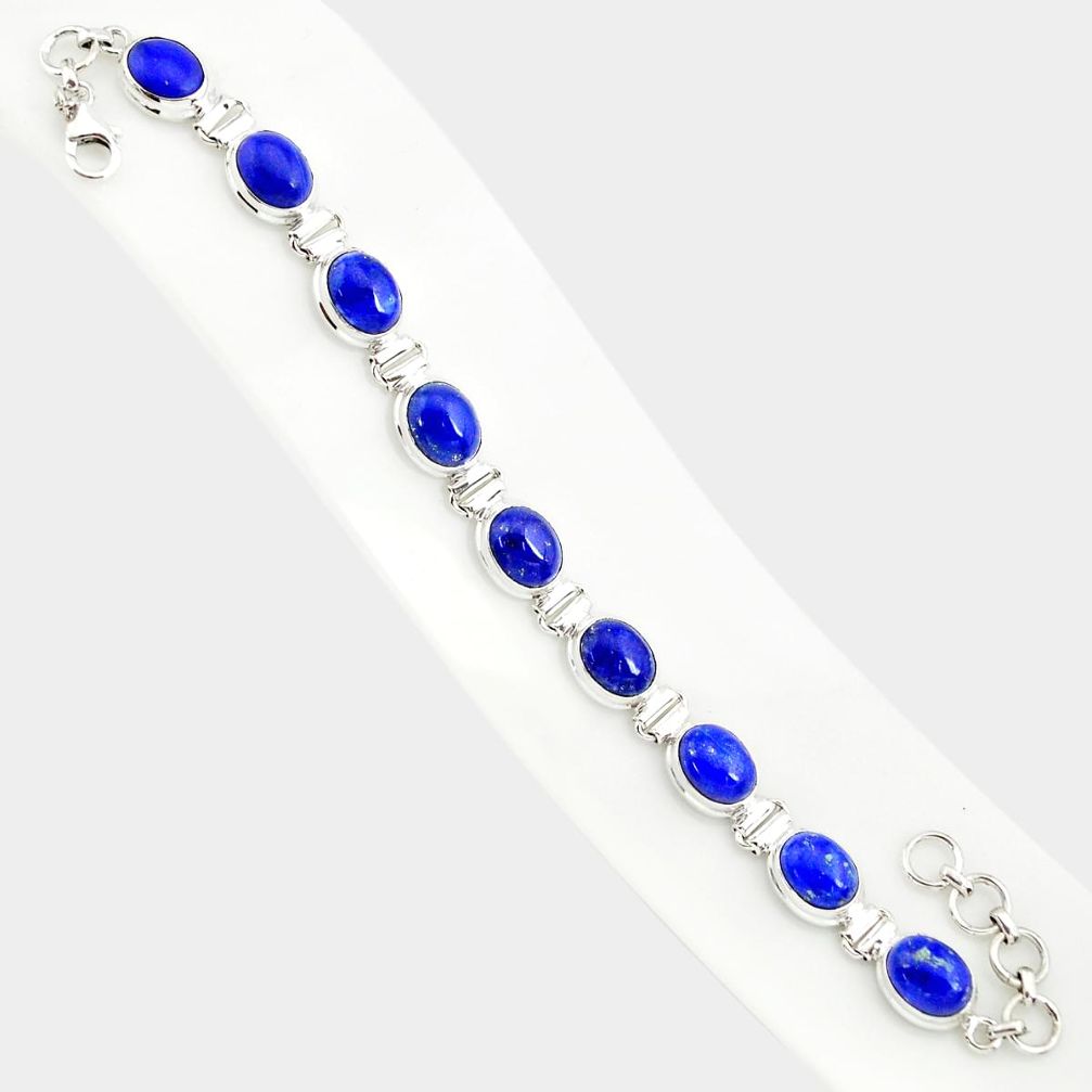 37.39cts natural blue lapis lazuli 925 sterling silver tennis bracelet r84265