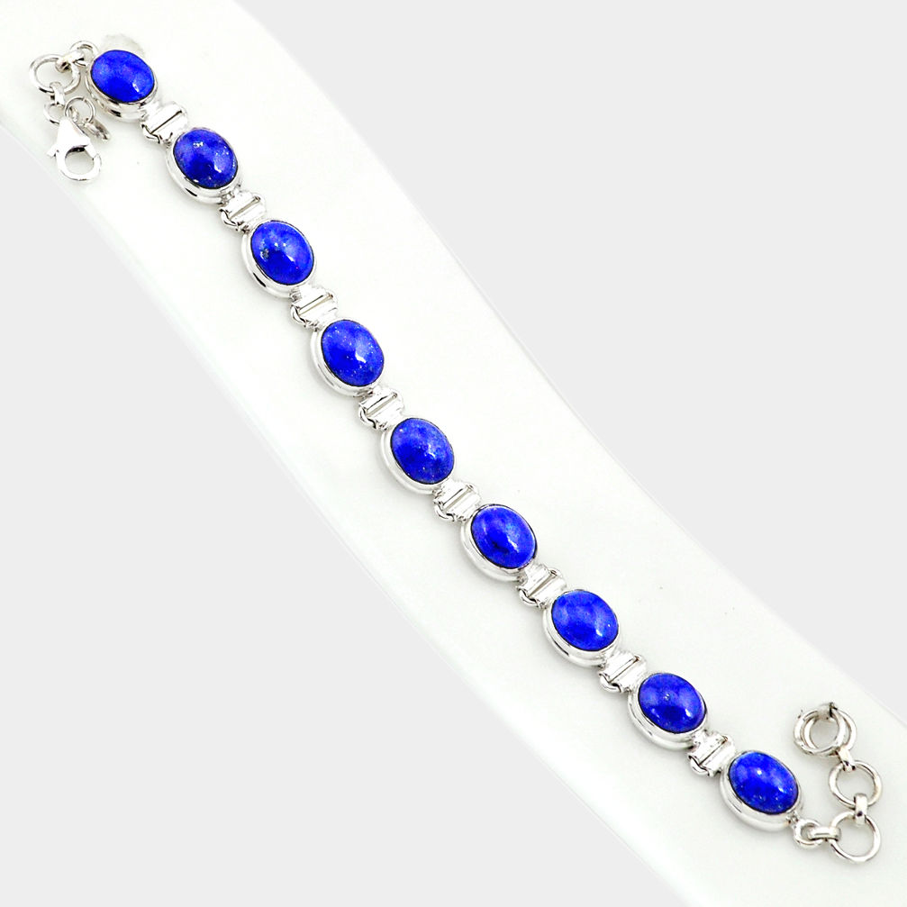 36.96cts natural blue lapis lazuli 925 sterling silver tennis bracelet r84281