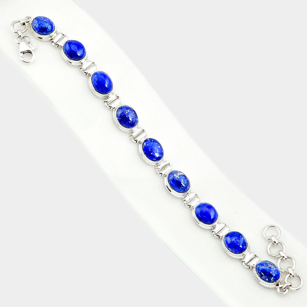39.48cts natural blue lapis lazuli 925 sterling silver tennis bracelet r84291