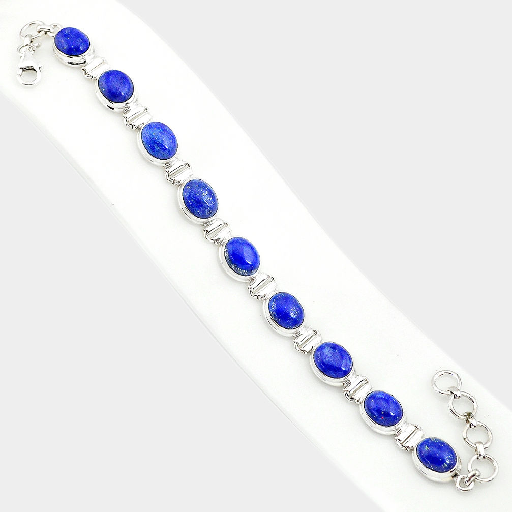 38.72cts natural blue lapis lazuli 925 sterling silver tennis bracelet r84293