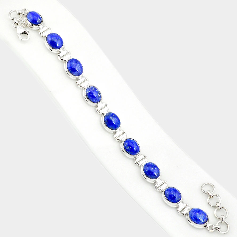 36.96cts natural blue lapis lazuli 925 sterling silver tennis bracelet r84295