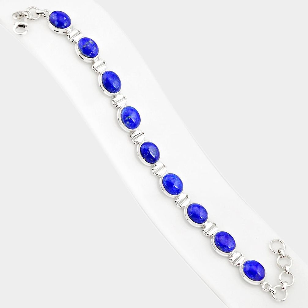 39.01cts natural blue lapis lazuli 925 sterling silver tennis bracelet r84301