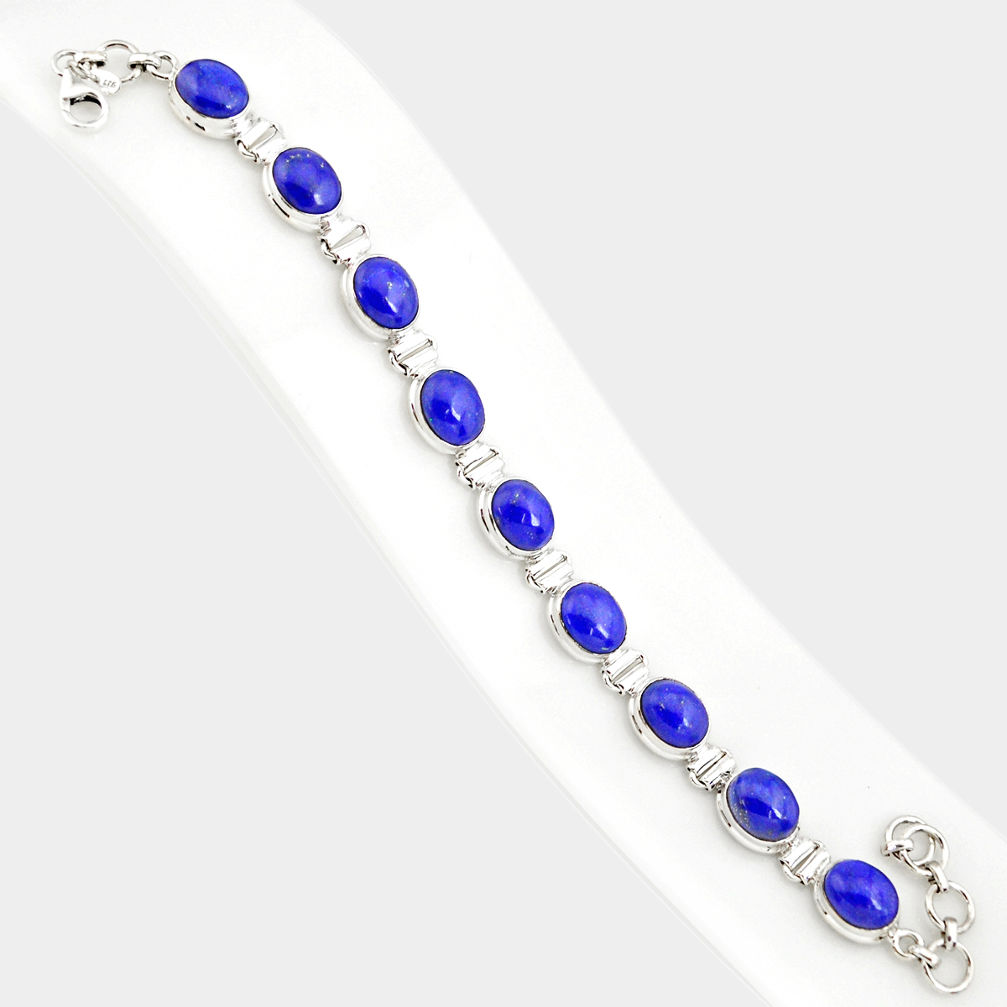 38.72cts natural blue lapis lazuli 925 sterling silver tennis bracelet r84302