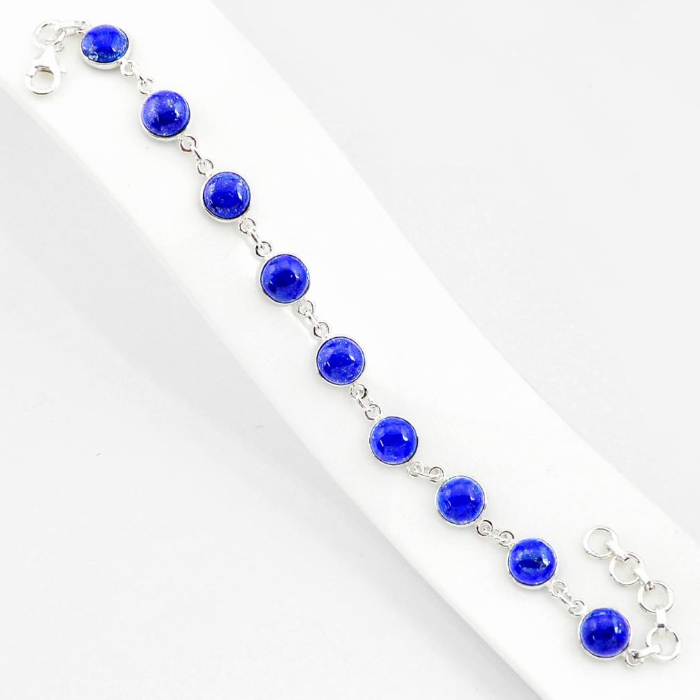 26.54cts natural blue lapis lazuli 925 sterling silver tennis bracelet r84891