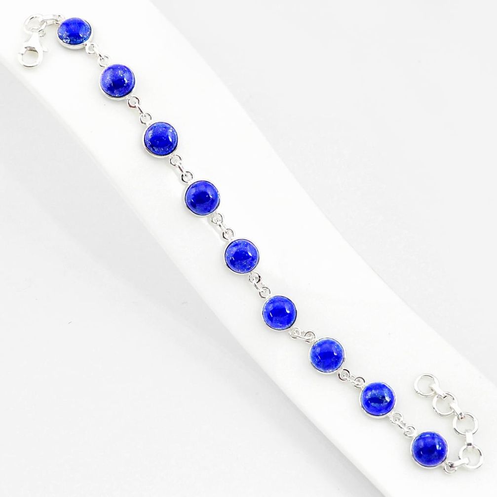 26.57cts natural blue lapis lazuli 925 sterling silver tennis bracelet r84893
