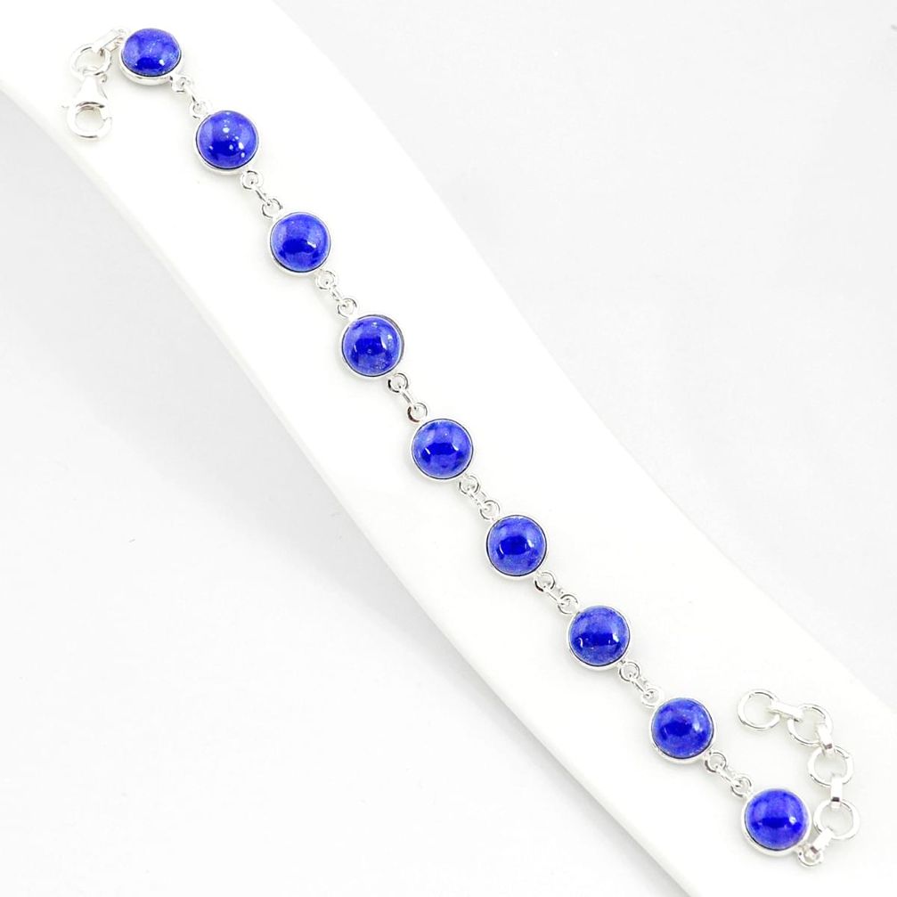 25.93cts natural blue lapis lazuli 925 sterling silver tennis bracelet r84896