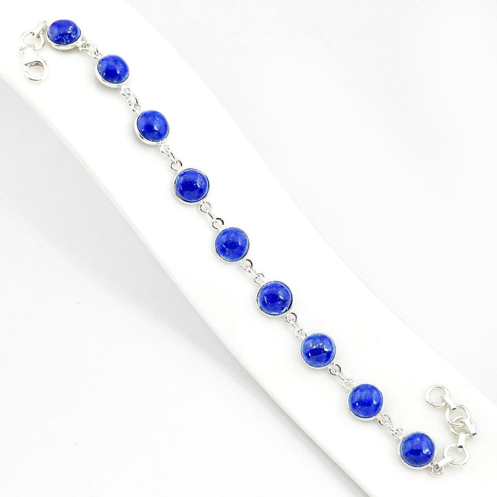 25.93cts natural blue lapis lazuli 925 sterling silver tennis bracelet r84897