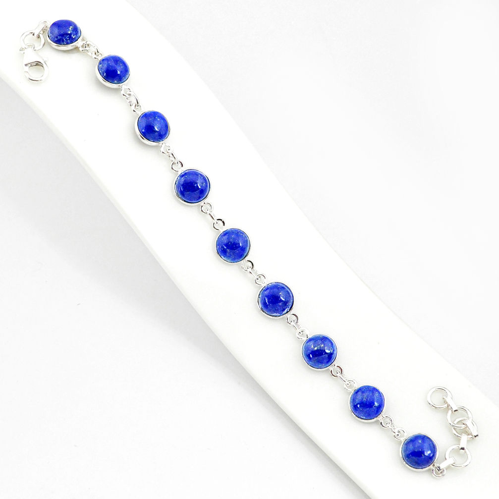 27.10cts natural blue lapis lazuli 925 sterling silver tennis bracelet r84900