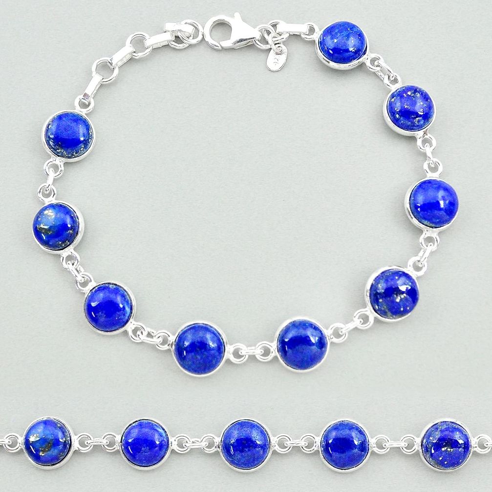 25.27cts natural blue lapis lazuli 925 sterling silver tennis bracelet t19683
