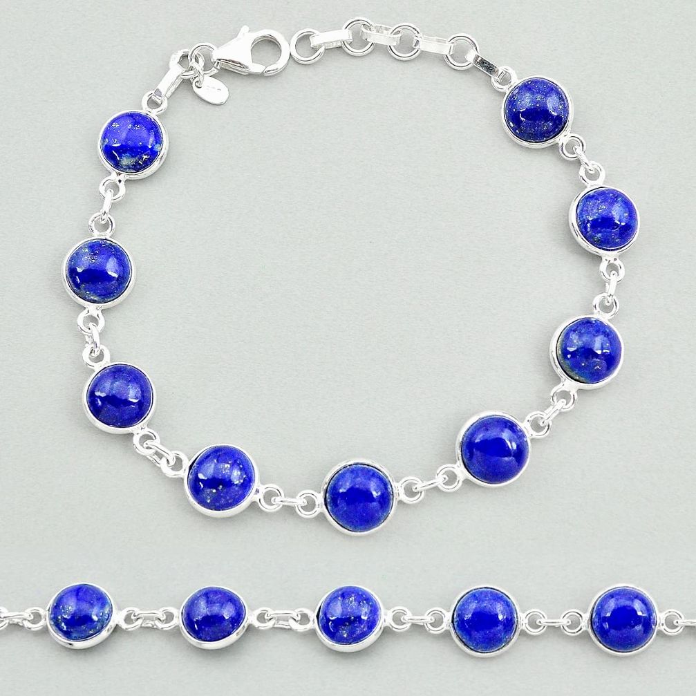 24.49cts natural blue lapis lazuli 925 sterling silver tennis bracelet t19685