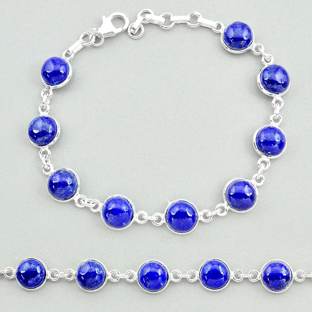 26.00cts natural blue lapis lazuli 925 sterling silver tennis bracelet t19686