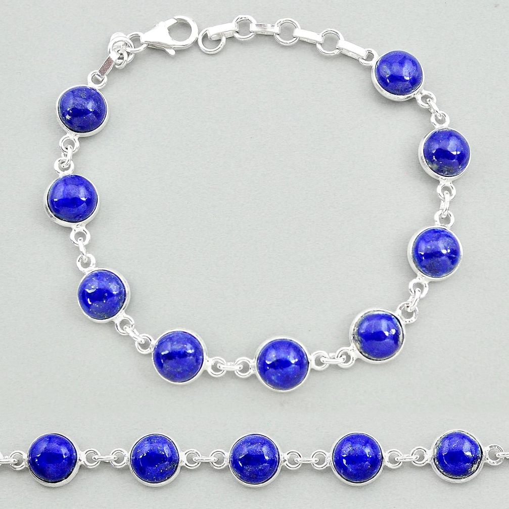 26.00cts natural blue lapis lazuli 925 sterling silver tennis bracelet t19701