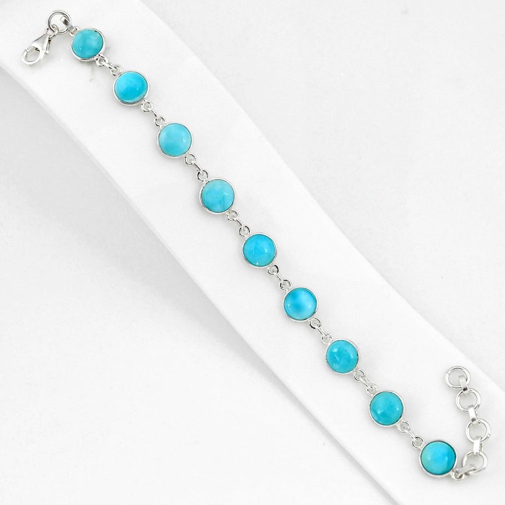 23.95cts natural blue larimar 925 sterling silver bracelet jewelry r94035