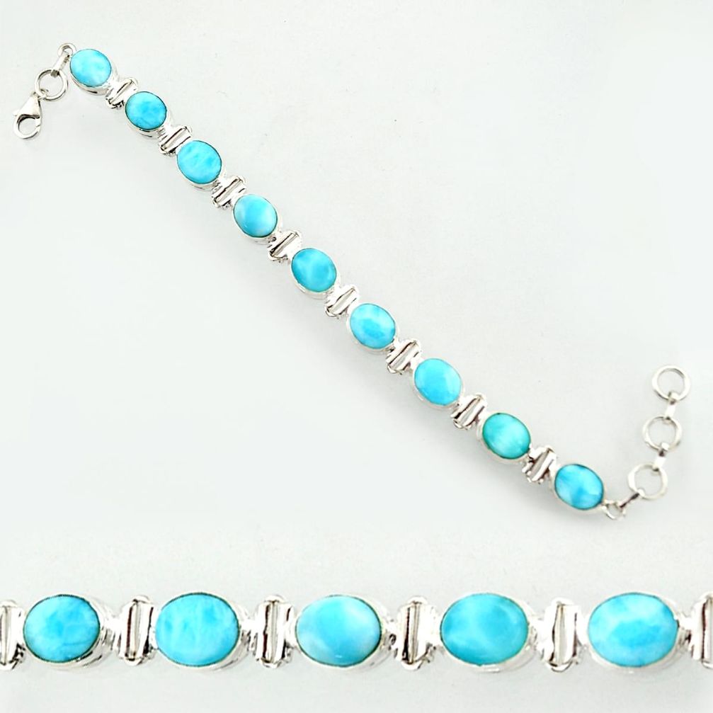 38.83cts natural blue larimar 925 sterling silver tennis bracelet jewelry d47362