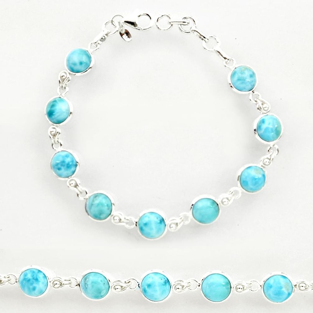 30.39cts natural blue larimar 925 sterling silver tennis bracelet jewelry r27582