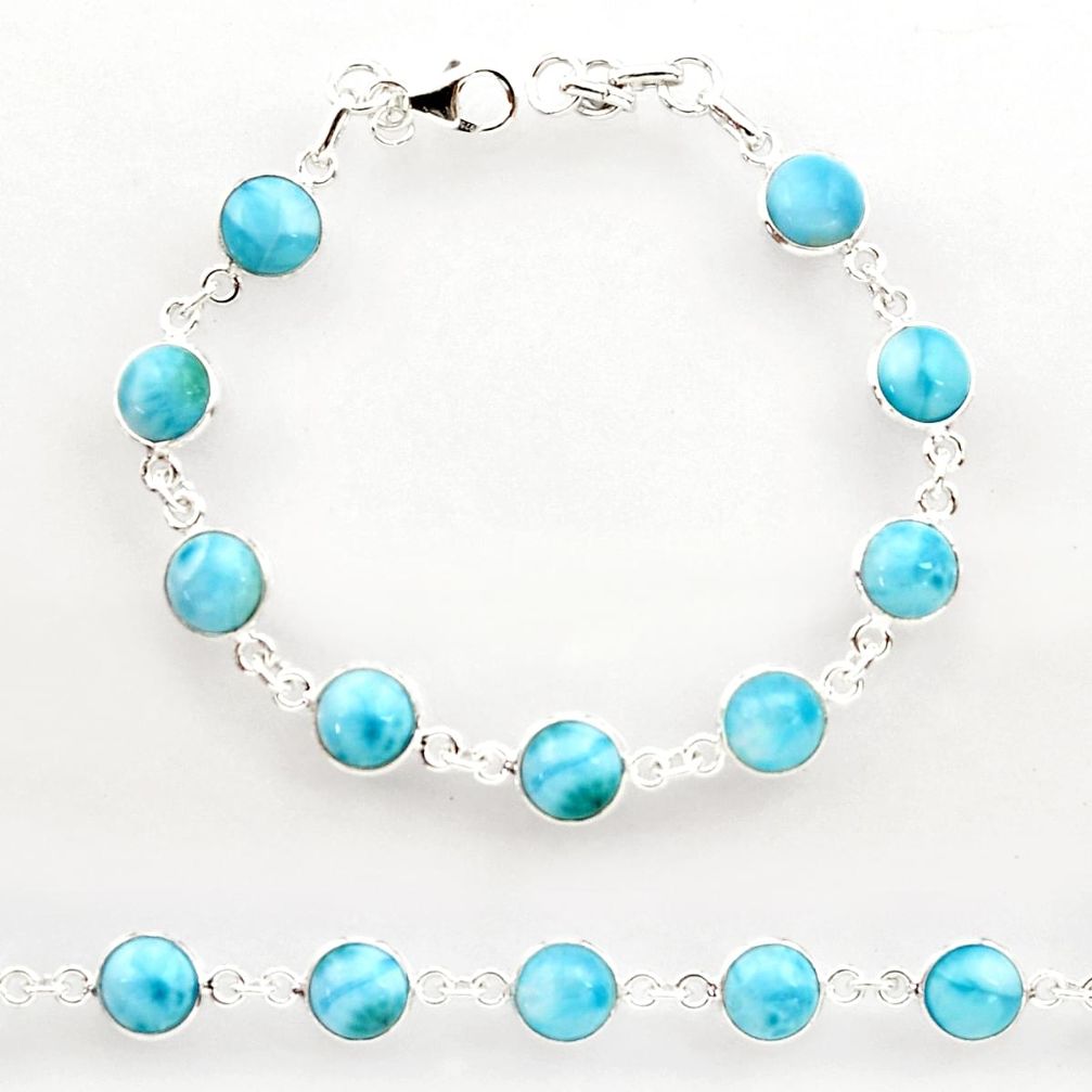 26.85cts natural blue larimar 925 sterling silver tennis bracelet jewelry r27585