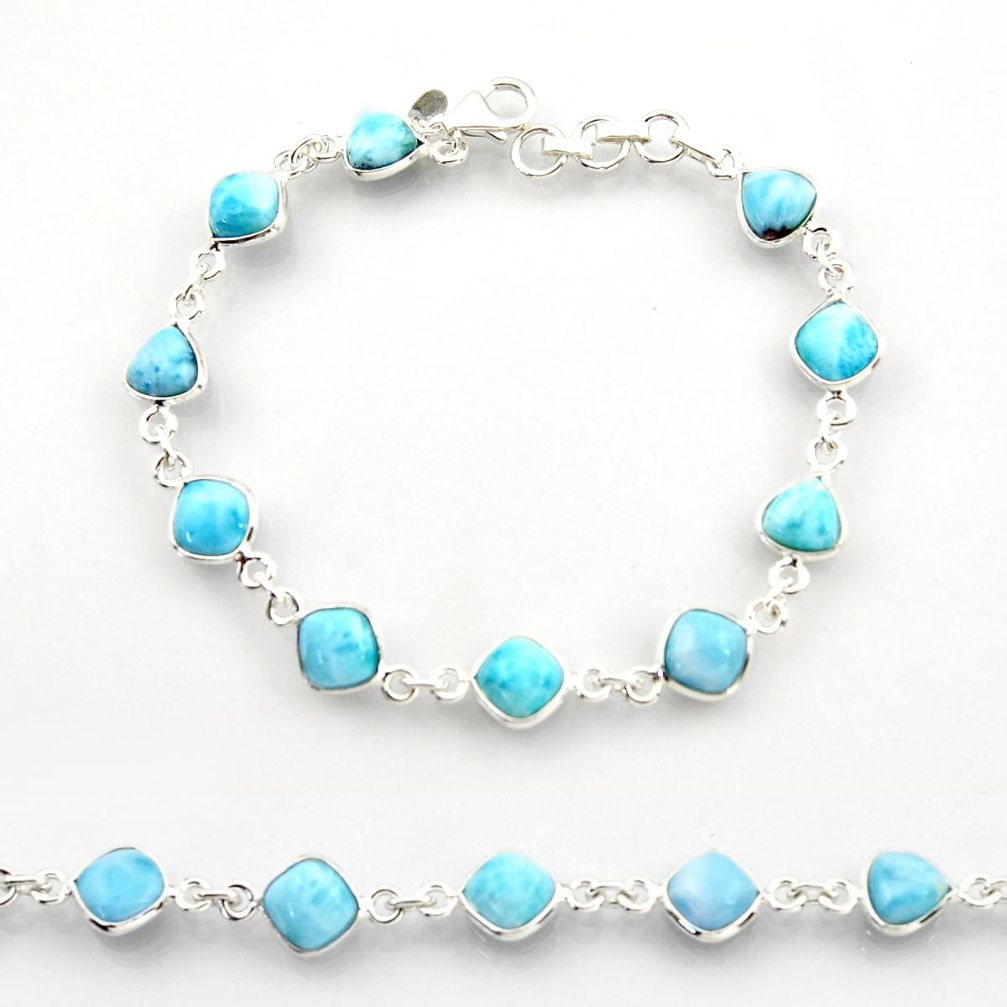 24.00cts natural blue larimar 925 sterling silver tennis bracelet jewelry r38222