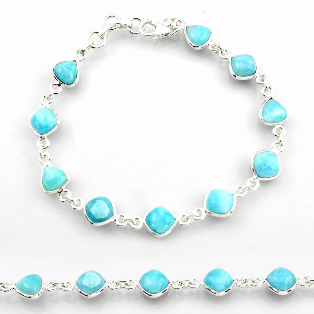 25.00cts natural blue larimar 925 sterling silver tennis bracelet jewelry r38225