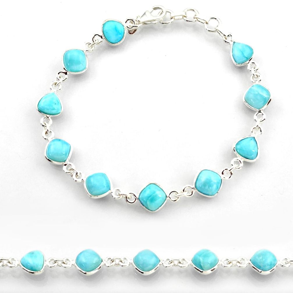 25.00cts natural blue larimar 925 sterling silver tennis bracelet jewelry r38227
