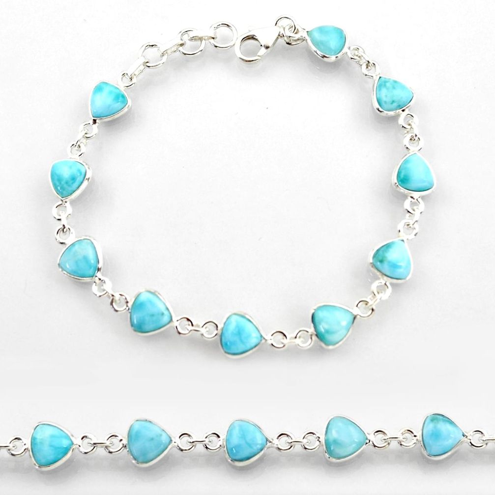 22.87cts natural blue larimar 925 sterling silver tennis bracelet jewelry r38228