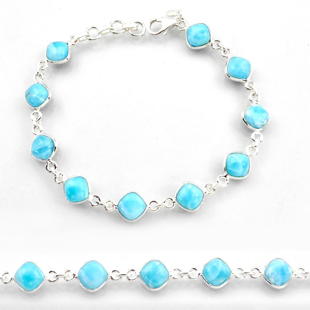 26.16cts natural blue larimar 925 sterling silver tennis bracelet jewelry r38234