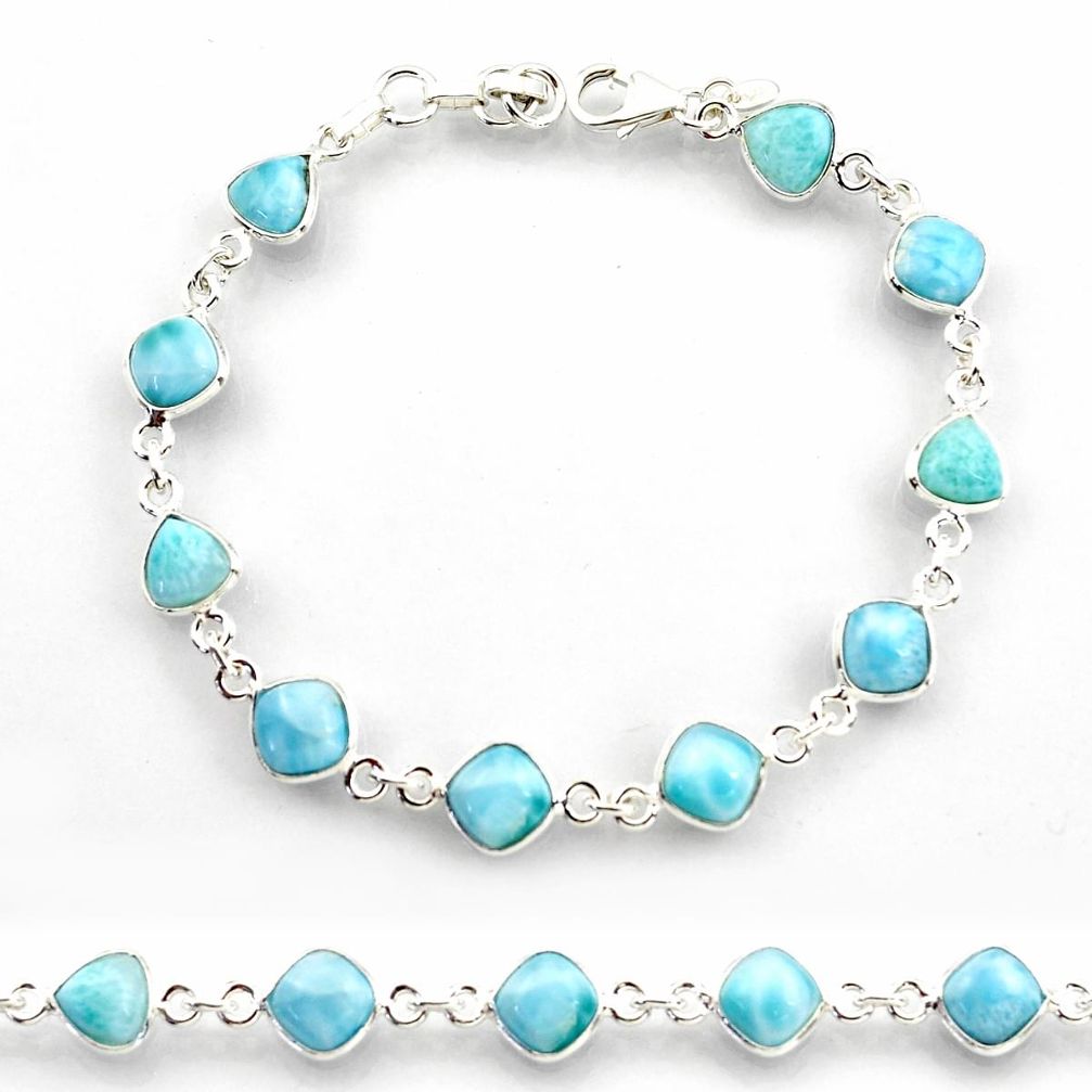 23.95cts natural blue larimar 925 sterling silver tennis bracelet jewelry r38235