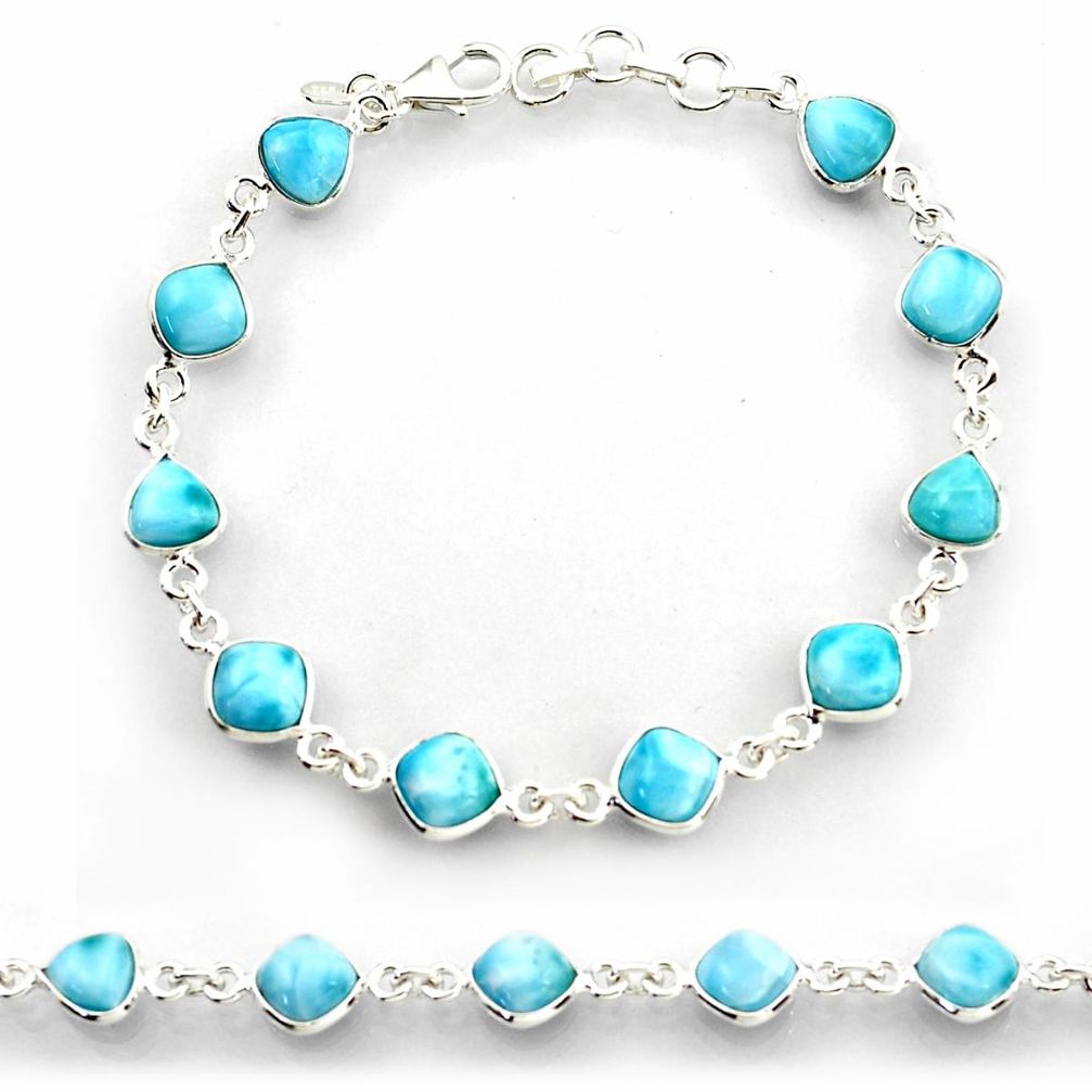 25.00cts natural blue larimar 925 sterling silver tennis bracelet jewelry r38237