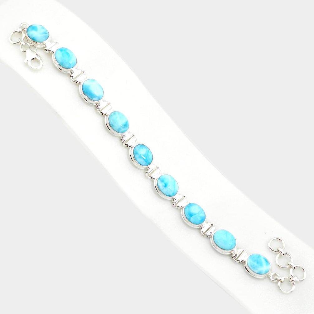 37.43cts natural blue larimar 925 sterling silver tennis bracelet jewelry r84409