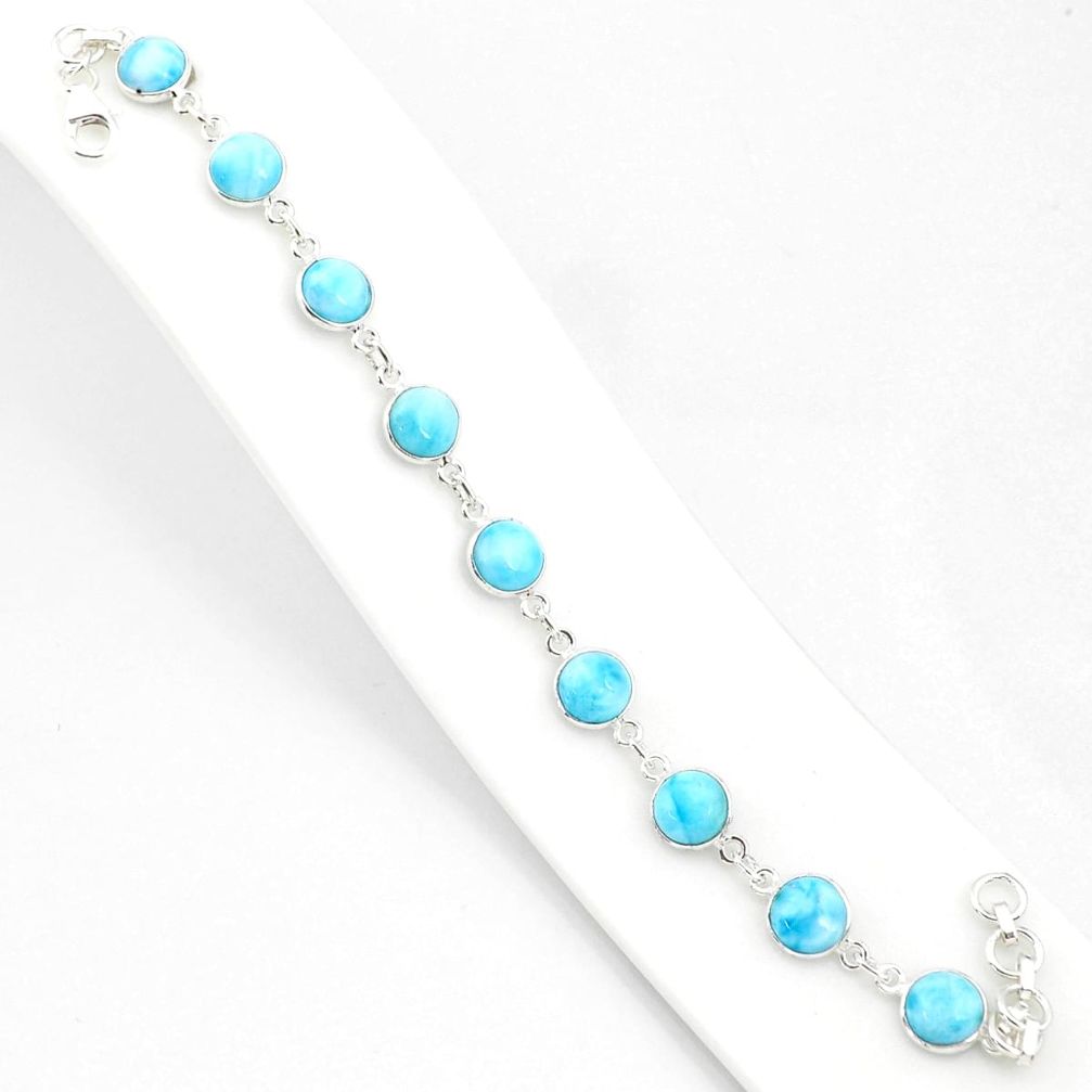 24.00cts natural blue larimar 925 sterling silver tennis bracelet jewelry r84861