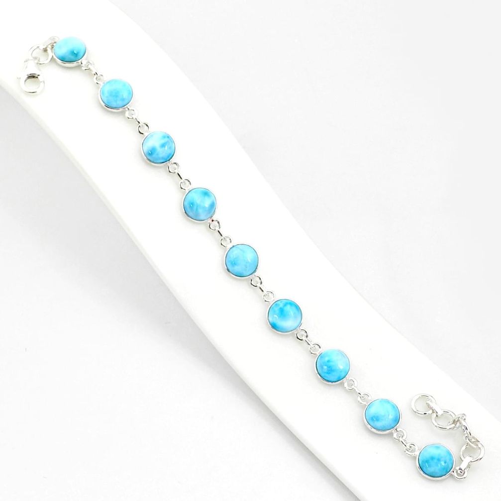 24.38cts natural blue larimar 925 sterling silver tennis bracelet jewelry r84862