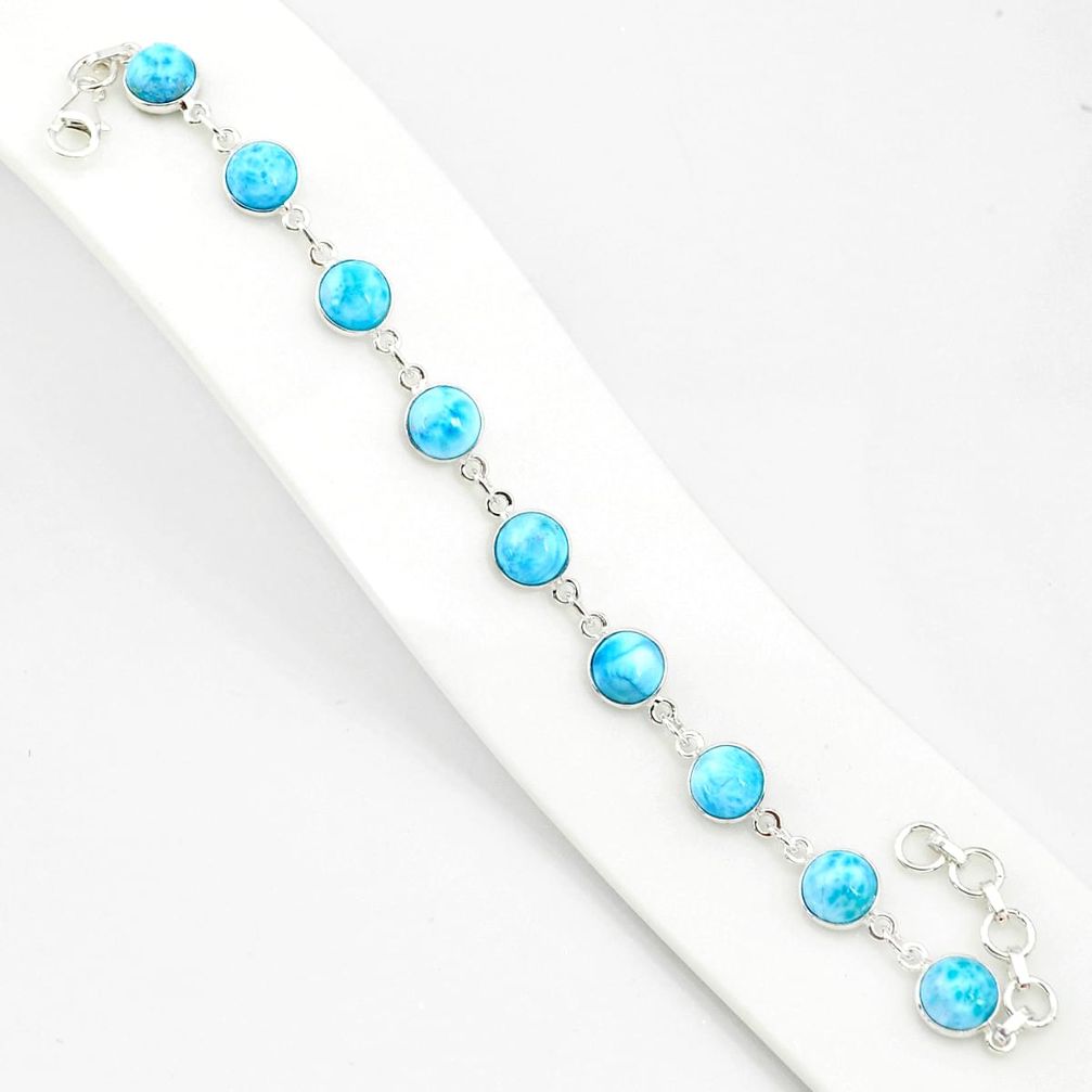 25.60cts natural blue larimar 925 sterling silver tennis bracelet jewelry r84863