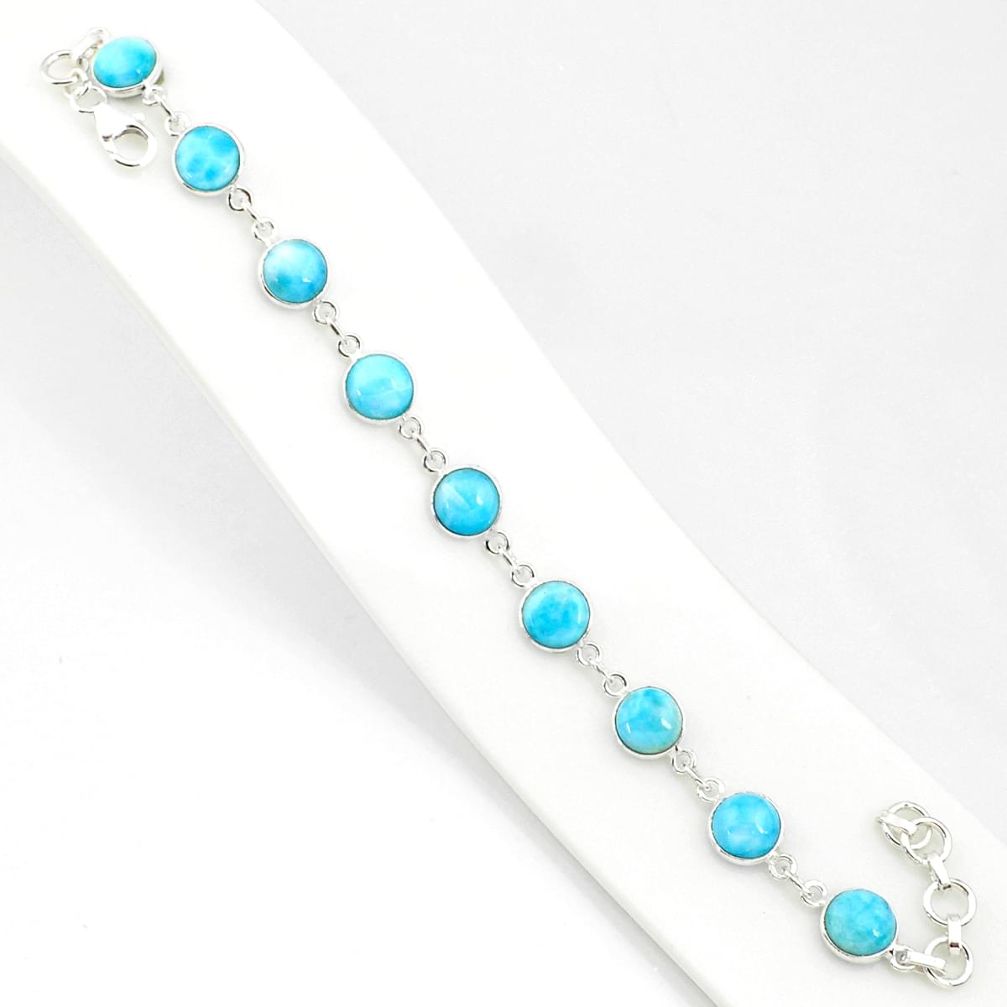 24.00cts natural blue larimar 925 sterling silver tennis bracelet jewelry r84866