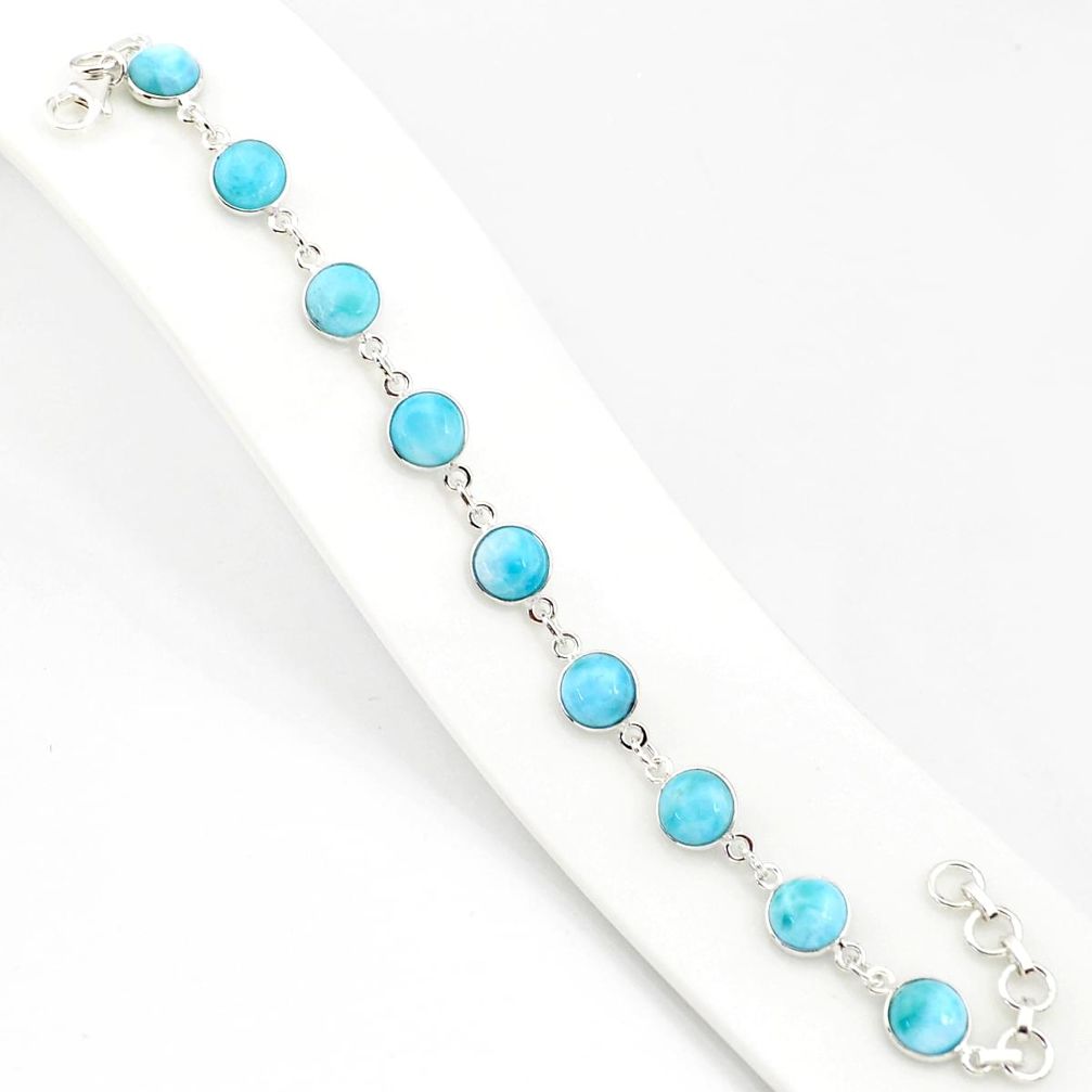 23.41cts natural blue larimar 925 sterling silver tennis bracelet jewelry r84869